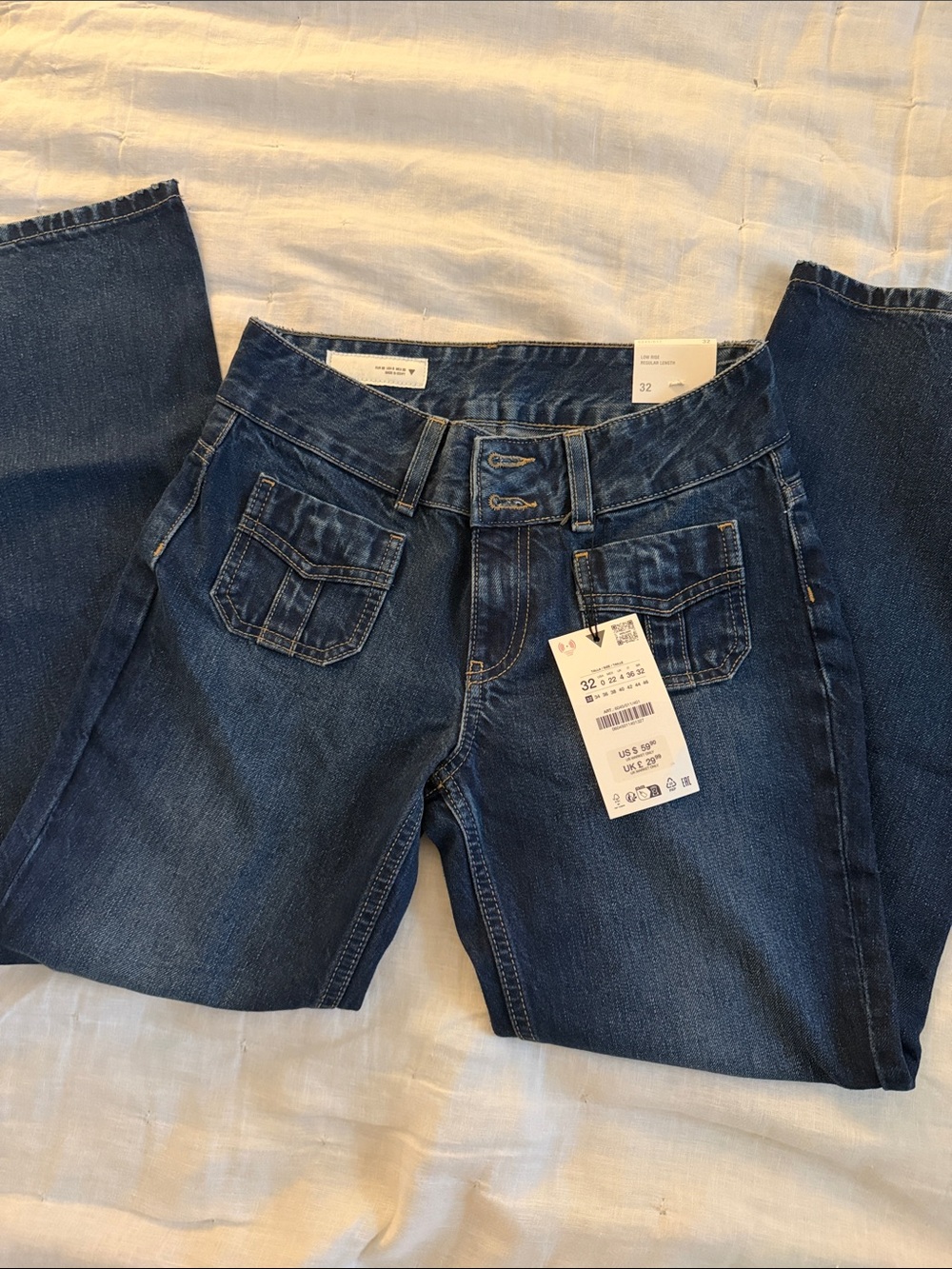Zara Dark Blue Women’s Jeans with Front Patch Pockets